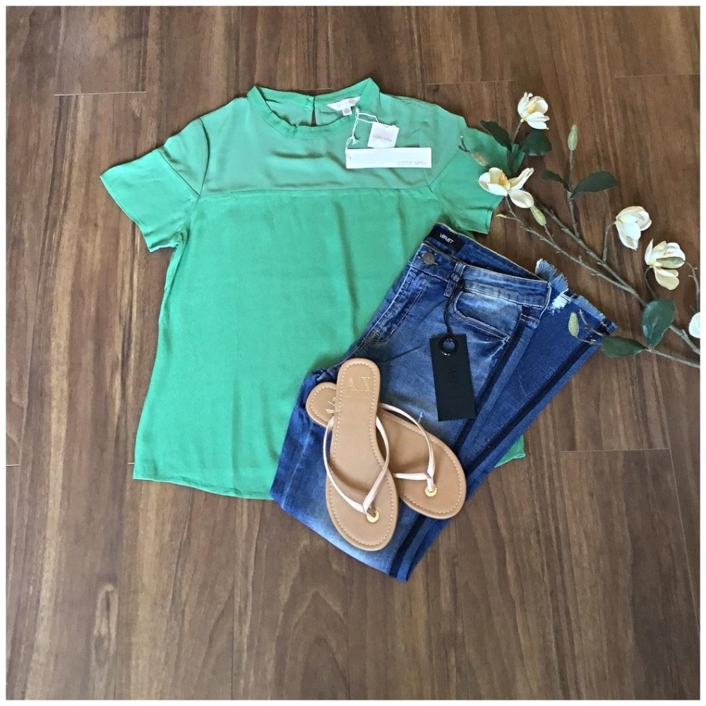 LAST ONE ❗LOST APRIL Anthropologie Sage Green Top - Picture 5 of 6